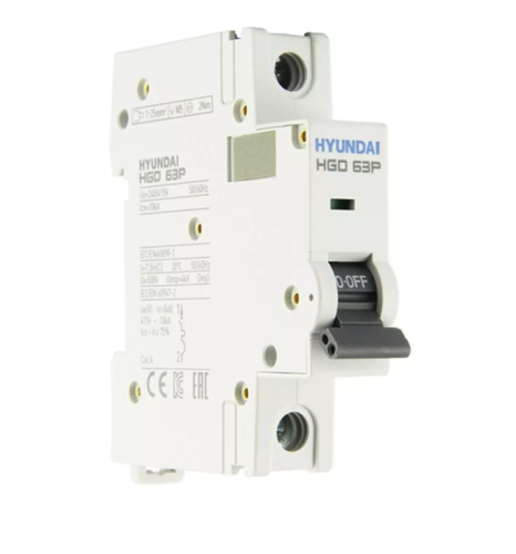 Автоматический выключатель HGD63P 1PMDS0000C 00020 1 полюс, 20А, ток к.з. 10kA, хар-ка D (STANDARD) | код 13.04.000980 | HYUNDAI Автоматический выключатель HGD63P 1PMDS0000C 00020 1 полюс, 20А, ток к.з. 10kA, хар-ка D (STANDARD) | код 13.04.000980 | HYUNDAI