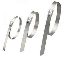 Cabeus MTL-350 Стяжка неразъемная стальная, коррозионно-стойкая (нержавеющая сталь 304L), 350x4.6x0.3мм, (100 шт) | код 7763c | Cabeus