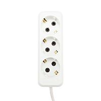 Удлинитель REXANT 3 гнезда, 3 м, 3х1.0 мм кв, с/з, белый (Сделано в России) | код 11-8734 | REXANT