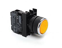 Кнопка круглая без фиксации, желтая (1НО), B100DS | код B100DS| EMAS