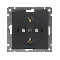 Розетка 1-м СП Афина 16А IP20 с заземл. защ. шторки механизм графит | код A0049-Gr | Universal