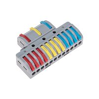 Клемма СМК 3х4 проходная разветвительная 3 полюса, с монтажной площадкой (1 ввод, 4 вывода на полюс) (10 шт/уп) REXANT | код 07-5248 | REXANT