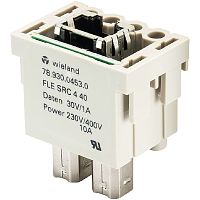 Вилочная контактная вставка REVOS FLEX, RJ45+4 контакта, data 30 V/1 A, силовой контакт 400 V/10 A | код 78.930.0453.0 | Wieland