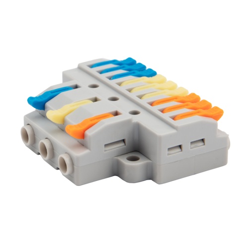 Клемма СМК 3х3 проходная разветвительная 3 полюса, с монтажной площадкой (1 ввод, 3 вывода на полюс), (4 шт/уп) REXANT | код 07-5232-04 | REXANT