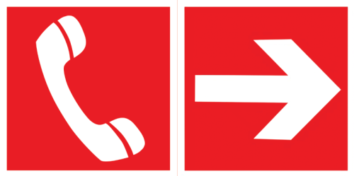 Пиктограмма ТЕЛЕФОН / СТРЕЛКА 300х150мм для аварийно-эвакуационного светильника Giant/Vision/Resist/Twofold/Evade | код V5-EM03-60.003.046 | Вартон
