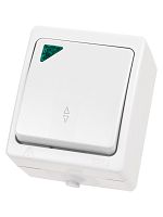 Переключатель на 2 направления 1-кл. с подсветкой открытой установки IP54 10А белый Вуокса TDM | код SQ1803-1005 | TDM