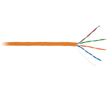 Кабель U/UTP 4 пары Кат.5e одножильный медный внутренний LSZH оранж 100м | код EC-UU004-5E-LSZH-OR-1 | NETLAN