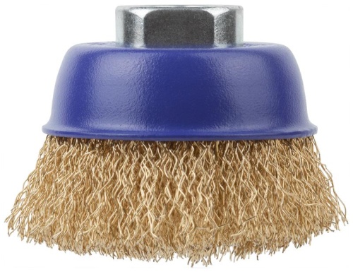 Щетка для УШМ, М14, Чашка, латунированная витая проволока 0,3 мм, 65 мм, блистер, Profi | код 82-893 | FIT фото 2