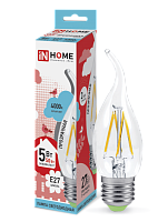 Лампа светодиодная LED-СВЕЧА НА ВЕТРУ-deco 5Вт 230В Е27 4000К 450Лм прозрачная IN HOME | код 4690612007656 | IN HOME