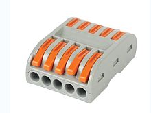 Соединительная проходная клемма 5 полюс СК 415-5 (0.4-2.5мм2 и 0.5-4.0мм2) HLT | код 081-19-022 | HLT