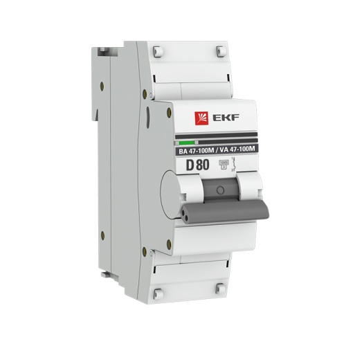 Автоматический выключатель 1P 80А (D) 10kA ВА 47-100M без теплового расцепителя PROxima | код mcb47100m-1-80D-pro | EKF