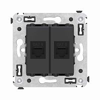 Компьютерная розетка RJ-45 без шторки в стену, кат.6 двойная, Avanti, Черный матовый | код 4412694 | DKC