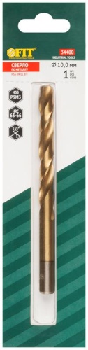 Сверло HSS по металлу, титановое покрытие, в блистере 10,0 мм (1 шт) | код 34400 | FIT фото 3 Сверло HSS по металлу, титановое покрытие, в блистере 10,0 мм (1 шт) | код 34400 | FIT фото 3