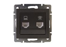 Розетка RAIN компьютерная + телефон черный графит матовый механизм | код 703-4188-143 | LEZARD