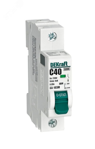 Выключатель автоматический без теплозащиты 1P 40А х-ка C 6кА ВА-103M | код 12506DEK | Dekraft
