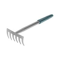 Грабли 6 прямых зубьев с цельнометаллической ручкой, покрытой пластиком ЧЕТЫРЕ СЕЗОНА | код 64-0017 | ЧЕТЫРЕ СЕЗОНА