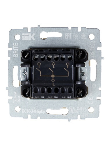 BRITE Выключатель 3-клавишный 10А ВС10-3-0-БрКр бежевый | код BR-V30-0-10-K10 | IEK фото 7
