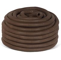 Труба гофрированная ПВХ легкая d25мм с протяжкой темн. дерево (уп.25м) Урал Пак ГФ-9104125-025