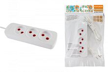 Удлинитель 3 гнезда, 1,5 метра, б/з, 6 А, 1380 Вт, белый, НАРОДНЫЙ | код SQ1303-1200 | TDM НАРОДНЫЙ