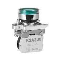 Кнопка КМЕ4611мЛС-24В-зеленый-1но+1нз-цилиндр-индикатор-IP65- | код 273063 | КЭАЗ