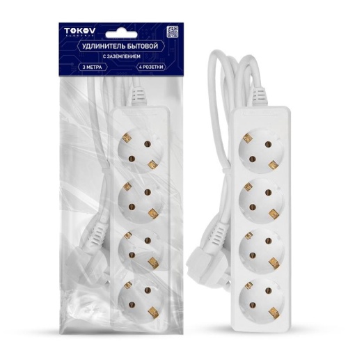 Удлинитель 4х3м с заземл. 16А 3х1 | код. TKE-C01-BU4-3-1-Z | TOKOV ELECTRIC Удлинитель 4х3м с заземл. 16А 3х1 | код. TKE-C01-BU4-3-1-Z | TOKOV ELECTRIC