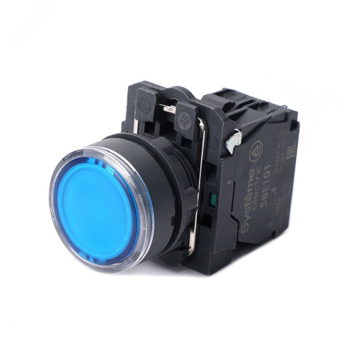 Кнопка SB5 с подсветкой в сборе модульная 22мм синяя пластик 24ВDC 1НО | код SB5AW36B1 | Systeme Electric Кнопка SB5 с подсветкой в сборе модульная 22мм синяя пластик 24ВDC 1НО | код SB5AW36B1 | Systeme Electric