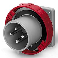 Разъем пром. силовой CEE встраиваемый, штекер, 16A, 3P+E 6h, 380_415VAC 50/60Hz, уст. 75x75mm, IP66/IP67/IP69, серия OPTIMA | код 248.1696 | Scame