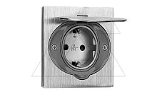 Розетка встраиваемая 2P+E, со шторками, IP44, 3680вт, нержавеющая сталь | код OR-AE-1397-I | ORNO