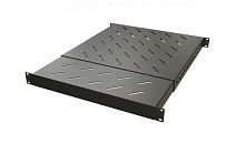 Hyperline TSD3M-1U-405/700-RAL9005 Полка c 19 креплением, раздвижная, 1U, с регулируемой глубиной установки от 405 мм до 700 мм, нагрузка до 180 кг, для установки в шкафы глубиной 600-800 мм, цвет черный | код 443447 | Hyperline