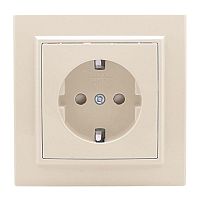 Розетка 1-мест, СП с/з 16А бежевый с защ, штор, Минск | код ERR16-028-200 | EKF