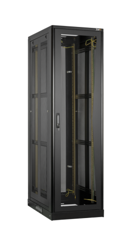 Шкаф серверный 19, 33U, стеклянная дверь, перфорированные стенки, Ш800хВ1701хГ1000мм, в разобранном виде, черный | код TFE-338010-GPPP-BK | TLK