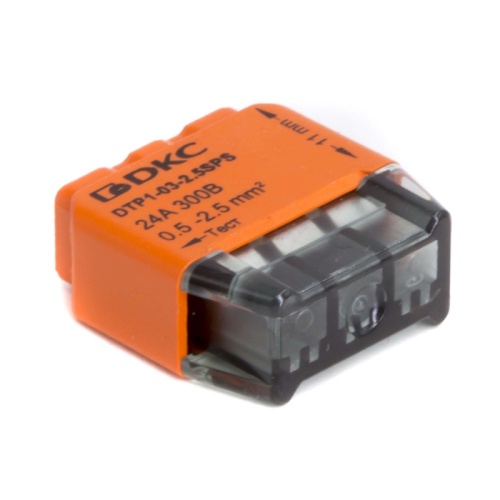 Клеммная колодка на 3 проводника до 2,5 кв. мм. на токи до 24А | код DTP1-03-2.5SPS | DKC Клеммная колодка на 3 проводника до 2,5 кв. мм. на токи до 24А | код DTP1-03-2.5SPS | DKC
