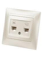 Розетка телефонная RJ11 + компьютерная RJ45 перламутр Лама TDM | код SQ1815-0819 | TDM