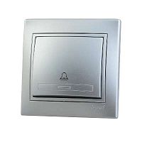 Выключатель кнопочный 1-кл. СП Мира метал. сер. LEZARD 701-1010-103