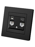 Розетка телефонная RJ11 + компьютерная RJ45 черная Сенеж TDM | код SQ1816-0327 | TDM