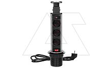 Блок розеточный встраиваемый выдвижной d=60мм, 3x2P+E со шторками, 3680вт, кабель 1,8м, нержавеющая сталь | код OR-AE-1348-AL | ORNO