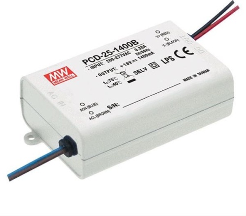 Источник питания AC-DC, 25Вт, стабилизатор тока, вход 180…295В AC, выход 700мА/24-36В, ККМ, изоляция 3750В AC, в кожухе84х57х29.5мм, -30…+60С, возможность подключения диммера на входе | код PCD-25-700B | MeanWell Источник питания AC-DC, 25Вт, стабилизатор тока, вход 180…295В AC, выход 700мА/24-36В, ККМ, изоляция 3750В AC, в кожухе84х57х29.5мм, -30…+60С, возможность подключения диммера на входе | код PCD-25-700B | MeanWell