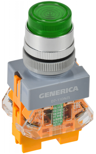 Кнопка D7-11DNZS d=22мм 1з+1р с подсв. и фикс. зел. GENERICA | код BBT50-11DNZS-3-11-K06-G | GENERICA by IEK Кнопка D7-11DNZS d=22мм 1з+1р с подсв. и фикс. зел. GENERICA | код BBT50-11DNZS-3-11-K06-G | GENERICA by IEK