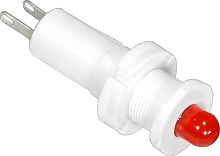 Светодиодная лампа СКЛ-17.3Б-К-2-220, красная, выводы жесткие под пайку, 220В 50Гц/пост., диаметр посадочного отверстия 8мм, УХЛ2.1 | код A8021-78107866 | Каскад-Электро