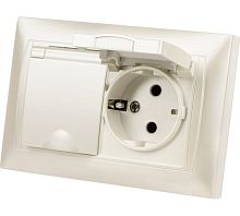 Розетка 2П+З 16А 250В IP44 с защ. шт. с крышкой перламутр Лама TDM | код SQ1815-0814 | TDM