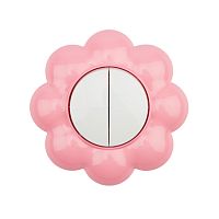 Выключатель двухклавишный KRANZ HAPPY Цветок скрытой установки, белый/розовый | код KR-78-0624 | KRANZ