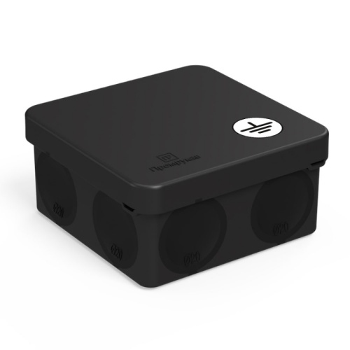 Коробка уравнивания потенциалов (КУП) 60-0210-9005-У для прямого монтажа двухкомпонентная безгалогенная (HF) черная 80х80х40 (132шт/кор) Промрукав | код 60-0210-9005-У | ПРОМРУКАВ