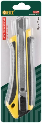 Нож технический 25мм усилен. прорезин. кассета 3 лезвия FIT 10327 фото 3