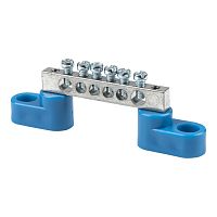 Шина "0" N (6x9мм) 6 отв, цинк 2 синих угловых изолятора | код sn1-63-06-2 | EKF