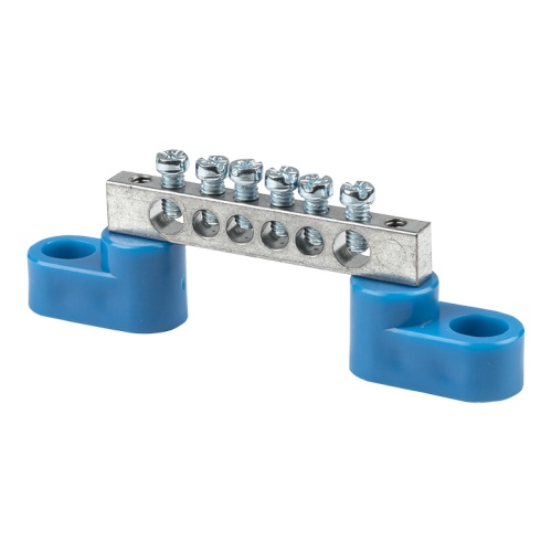 Шина "0" N (6x9мм) 6 отв, цинк 2 синих угловых изолятора | код sn1-63-06-2 | EKF Шина "0" N (6x9мм) 6 отв, цинк 2 синих угловых изолятора | код sn1-63-06-2 | EKF