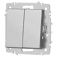 Переключатель Intro Accent 6-107-03 двойной, 10А-250В, IP20, СУ, AL/CU, алюминий | код Б0063560 | ЭРА