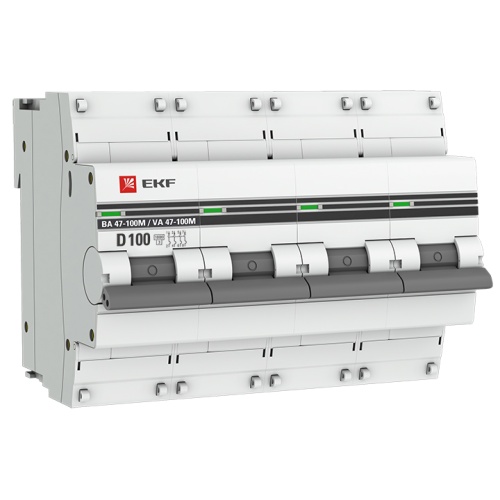 Автоматический выключатель 4P 100А (D) 10kA ВА 47-100M без теплового расцепителя PROxima | код mcb47100m-4-100D-pro | EKF Автоматический выключатель 4P 100А (D) 10kA ВА 47-100M без теплового расцепителя PROxima | код mcb47100m-4-100D-pro | EKF