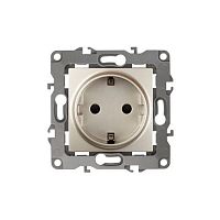 Розетка 2P+E Schuko со шторками, 16A-250В, Эра12, шампань, 12-2102-04 | код Б0014690 | ЭРА