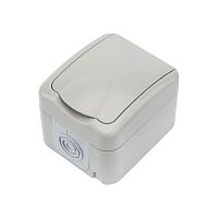 Розетка одноместная (керамика) Mini OG IP54, с заземлением, о/у, серая KRANZ | код KR-78-0815 | KRANZ