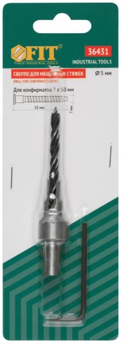 Сверло с зенкером для мебельных стяжек 5 мм/зенкер 9.5 мм (для стяжки 7х50) | код 36431 | FIT фото 3